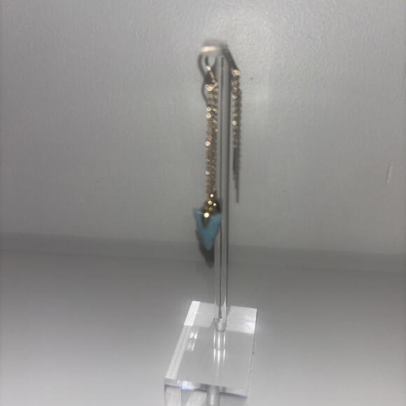 Women Girl Dangle Pull Through Threader Earrings Turquoise Teal Stone‎ Boho Indi - Picture 9 of 12